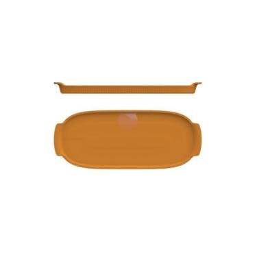 Imagem de Bandeja Retangular 37 cm GG Amarela Assar e Servir Porcelana - Germer 