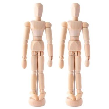 Imagem de Kit 2 Boneco Madeira Flexível E Articulado 30Cm - Livon
