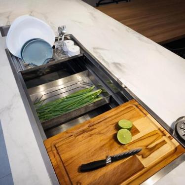 Imagem de Cuba Cozinha Gourmet 1 Metro Workstation Inox 304 Escovado Com Acessór