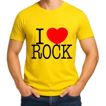 Imagem de Camiseta Camisa Adulto Feminina Masculina Algodão  I Love Rock  Eu Amo