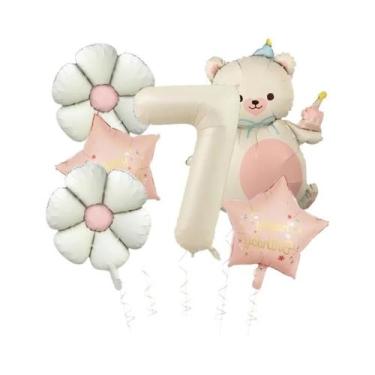 Imagem de Balão Matte Daisy De 40 Polegadas, 6 Peças, Creme, Feliz Aniversário, 