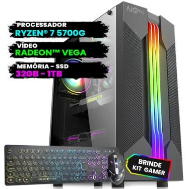 Imagem de Pc Gamer Computador Completo NoLag Amd Ryzen 7, Radeon™ Graphics Vega, 32GB Ram, SSD 1TB, Gabinete RGB