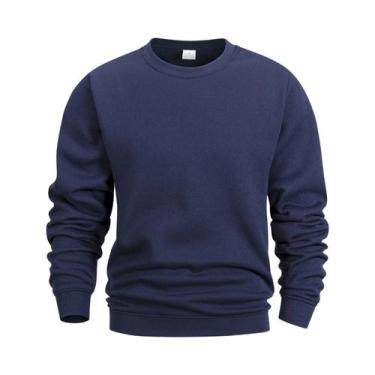 Imagem de Moletom Masculino De Manga Longa Com Gola Redonda Em Cor Sólida, Casua