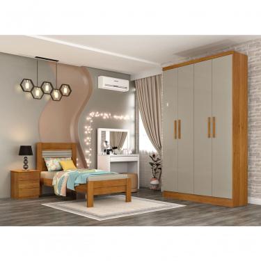 Imagem de Guarda Roupa Solteiro 4 Portas 2 Gavetas - Amsterdam-cinamomo-off White - Tcil Móveis