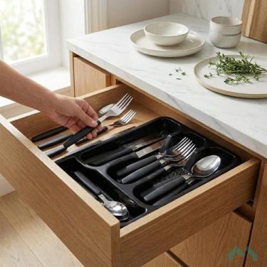 Imagem de Faqueiro Inox Jogo De Talheres Porta Talher Com 25 Peças Vermelho - Mm