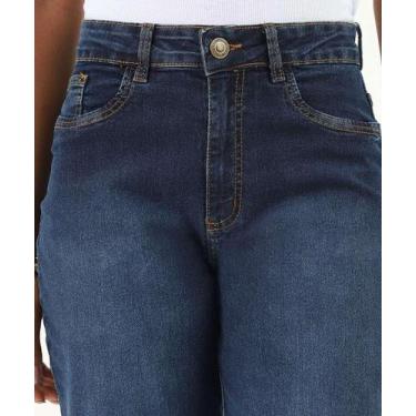 Imagem de Calça Jeans Reta Feminina Bolsos Marisa Azul-96012, 46, Jeans azul