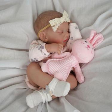 Imagem de Boneca Bebê Reborn Brastoy Silicone Realista 48cm Kit Acessórios Conju