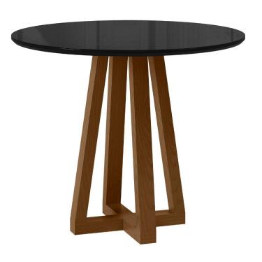 Imagem de Mesa de Jantar Livia Piccola Redonda 90cm com Vidro – Madeira de Reflorestamento, MDF, Tampo 18mm – Sonetto