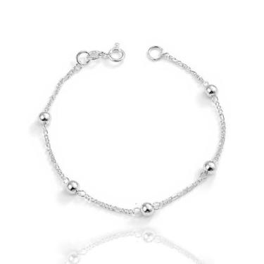 Imagem de Pulseira Infantil Criança Prata Maciça 925 Bolinha - La&Ny Pratas