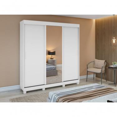 Imagem de Guarda Roupa Casal Saion Plus 3 Portas 1 Porta Glass 3 Gavetas MDP Branco Móveis Lopas