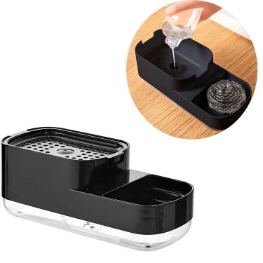 Imagem de Porta Detergente Dispenser Com Suporte Esponja Cozinha - Dispenser 2 Em 1 Praticidade E Organização