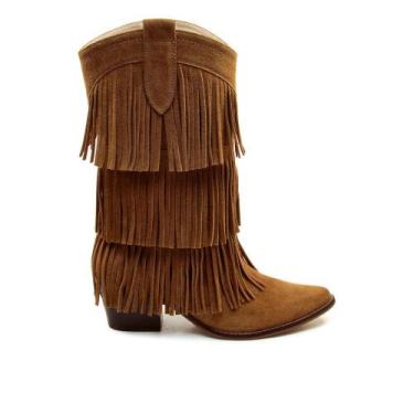 Imagem de Bota Couro Marrom Cano Médio Cecconello 2907001-3, Marrom, 36