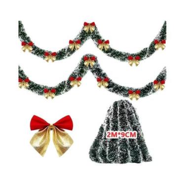 Imagem de Fitas De Tinsel Verde Com Laço 2/4/6/10M Guirlanda De Natal Decoração 