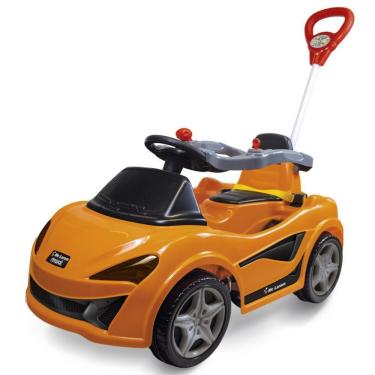 Imagem de Carrinho de Passeio Infantil Mc Laram com Anel de Proteção, Cinto de Segurança e Rodas Antiderrapantes Laranja Maral