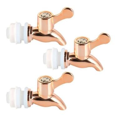 Imagem de Kit 3 Torneiras Para Suqueira Dispenser Plástico Rosé Gold Luxo Filtro