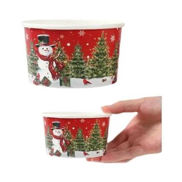 Imagem de Tigela De Papel Descartável De Natal Com Papai Noel E Boneco De Neve, 