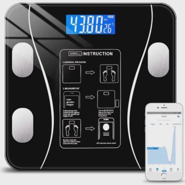 Imagem de Balança de Banheiro Aquilae Slim Inteligente Aplicativo Bluetooth para Bioimpedância com 13 Indicadores Corporais