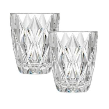 Imagem de Jogo 2 Copos de Vidro Diamond Água Suco Vitamina Coquetel Long Drink A