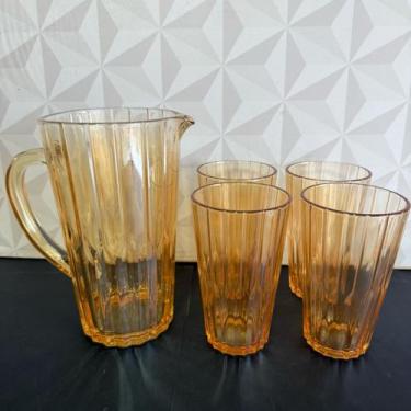 Imagem de Conjunto jarra e copos de vidro 470ml com 5 peças dourado ambar para s