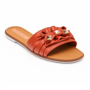 Imagem de Rasteira Feminina Moleca Telha com Laço  Conforto Casual para o Dia a 