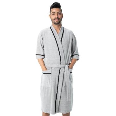 Imagem de Roupão Masculino em Atoalhado com Viés - Puff - Mescla - GG, Mescla, G