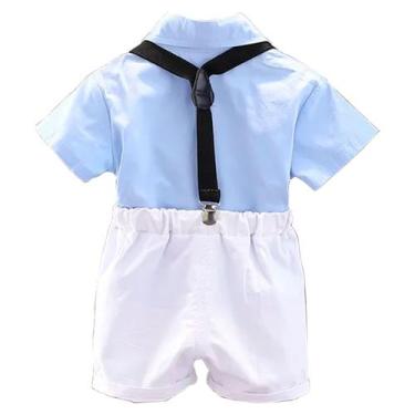 Imagem de Roupa Mauricinho Conjunto Infantil Suspensório Menino Festa, Azul, 5