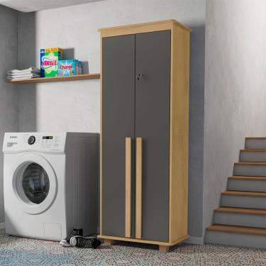 Imagem de Armário Multiuso México 2 Portas com Chave para Banheiro e Lavabo 75cm Cinamomo-grafite...