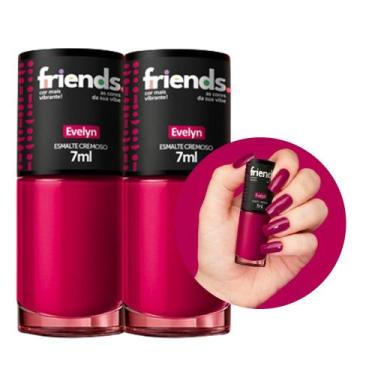 Imagem de Kit 2 Esmalte Rosa Cremoso Evelyn Friends 7ml Cor Vibrante