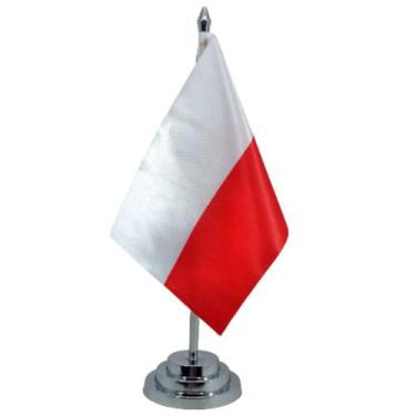 Imagem de Bandeira Mesa Dupla Face Polônia 29 Cm Alt (mastro) - SP Bandeiras 