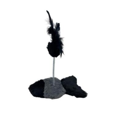 Imagem de Brinquedo Para Gatos Com Mola e Chocalho em Pelúcia COR:CINZA/PRETO - 