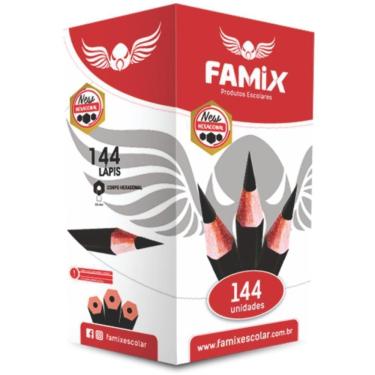 Imagem de Lápis Famix HB Sextavado Mina 2.5MM Corpo Hexagonal 175MM Grosa Preto