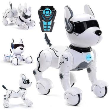 Imagem de Brinquedo Cachorro Eletrônico Robô Articulado Faz Truques Com Luzes E 