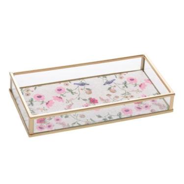 Imagem de Bandeja Decorativa Blossom Garden 20cm x 10cm x 3cm Dourada - Wolff