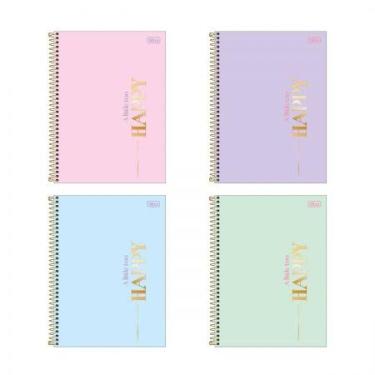 Imagem de Caderno espiral capa dura universitário 15x1 240 folhas Happy - Tilibr