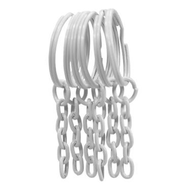 Imagem de Argola c/ Corrente P/chaveiro 23mm 100 Unidades Branco - RUSSO ART IMP