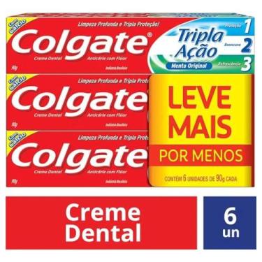 Imagem de Pasta de dentes Colgate Tripla Ação Menta Original em creme - Congratu