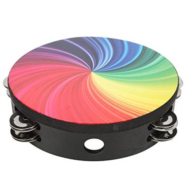 Imagem de Tambor de mão de 20 cm, pandeiro para instrumento de percussão colorido para treinamento de ritmo para crianças (cor