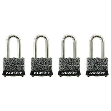 Imagem de Cadeado Master Lock, 3,8 cm Largura, 4 cadeados no total (semelhante a um chaveiro – mesma chave abre 4 fechaduras)