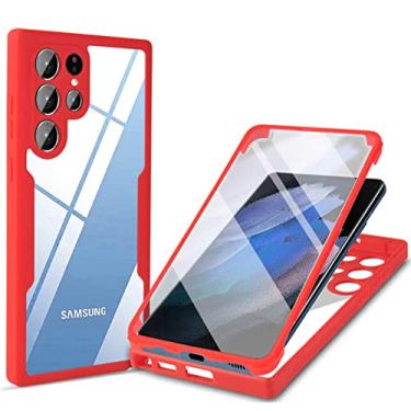 Imagem de Capa de proteção completa 360 para Samsung Galaxy S22 Ultra S21 FE A72 A52 A32 A22 A12 A21S A71 A51 Protetor de tela da lente da câmera, vermelho, para A20S