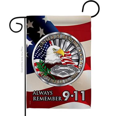 Imagem de Breeze Decor G161063 Always Remember 9 11 Americana Patriotic Impressions Bandeira de jardim vertical decorativa 33 x 47 cm Impresso nos EUA Multicolorido