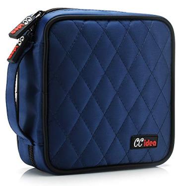 Imagem de CCidea 40 Capacidade Suporte de CD/DVD Portátil Pasta de Armazenamento Pasta de Nylon para Cd (Azul)