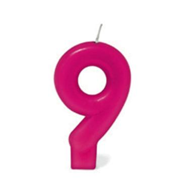 Imagem de Vela de Aniversário Silver Número 9 Rosa