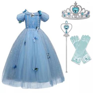 Imagem de Fantasia Cinderela Infantil Luxo Disney Princesas Tamanho 6 - Amora En