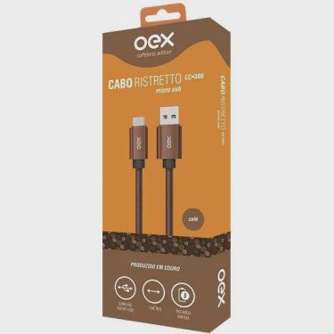 Imagem de Cabo Ristretto Micro USB em Couro oex CC300 1M Café