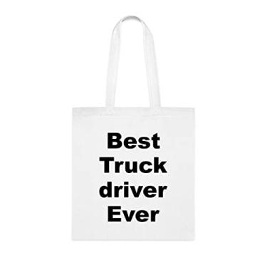 Imagem de Bolsa tote de motorista de caminhão, Best Truck Driver Ever Tote bag, Presente de motorista de caminhão, Presente para caminhoneiro, Bolsa de ombro de motorista de caminhão, Bolsas reutilizáveis para motorista de caminhão, Ideia de de Natal, Branco