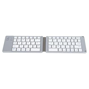 Imagem de Teclado Bluetooth sem fio dobrável, 67 teclas 120mAh recarregável tamanho completo ultra fino, mini teclado portátil para tablet celular (branco)