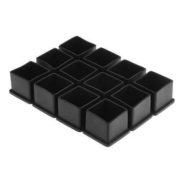 Imagem de BCP 12 peças de capa protetora de pé para cadeira de mesa de móveis de borracha quadrada de cor preta, 1 x 1 inch