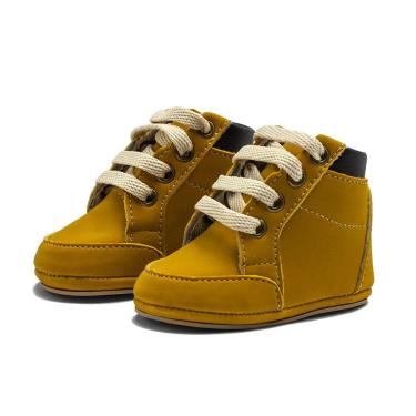 Imagem de Bota Botinha Tenis Bebe Cano Baixo Com Cadarço Palmilha EVA