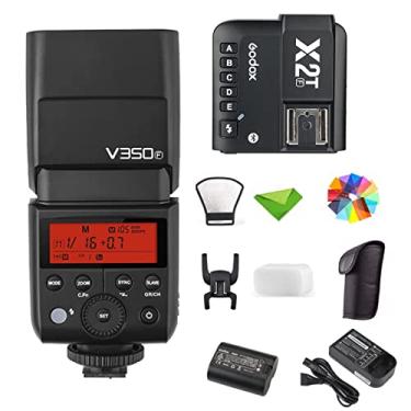 Imagem de Godox V350F TTL Flash para Fuji FujiFilm com acionador Godox X2T-F 8000s GN36 HSS Flash da câmera com bateria recarregável de 2000mAh 500 vezes Full Power Flash para flash da câmera Fuji FujiFilm