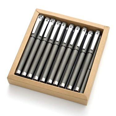 Imagem de MiSiBao Canetas esferográficas de tinta gel de tinta preta 2 em 1 ponta média com caneta de trabalho Stylus escrita suave para escritório (cinza escuro - pacote com 18)